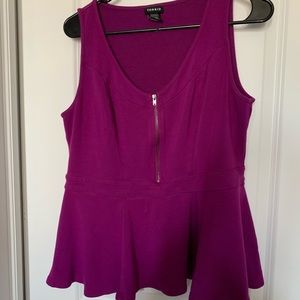 Purple zip up peplum top
